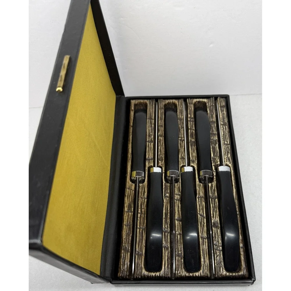 Vintage West Bend Steak Knives Set of 6 Hand Crafted USA Serrated Blades Boxed